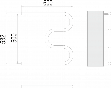 М-обр AISI 32х2 500х600 Полотенцесушитель  TERMINUS Тюмень - фото 3
