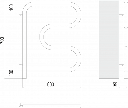Электро 25 F-обр 600х600 поворотный Полотенцесушитель TERMINUS Тюмень - фото 3