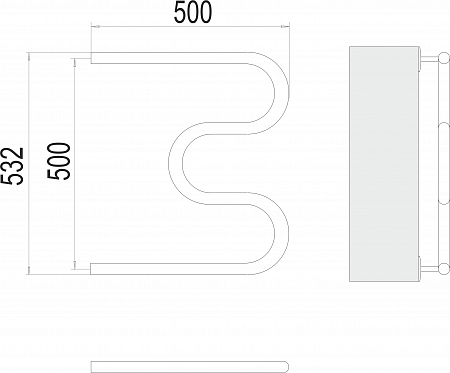 М-обр AISI 32х2 500х500 Полотенцесушитель  TERMINUS Тюмень - фото 3