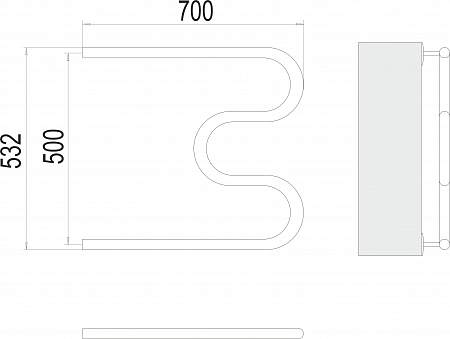 М-обр AISI 32х2 500х700 Полотенцесушитель  TERMINUS Тюмень - фото 3