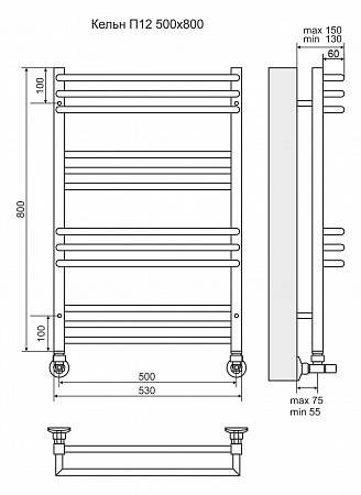 Кельн П12 500х800 Полотенцесушитель  TERMINUS Тюмень - фото 3