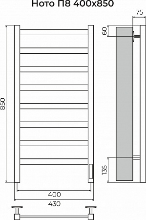 Ното П8 400х850 Электро (quick touch) Полотенцесушитель TERMINUS Тюмень - фото 3
