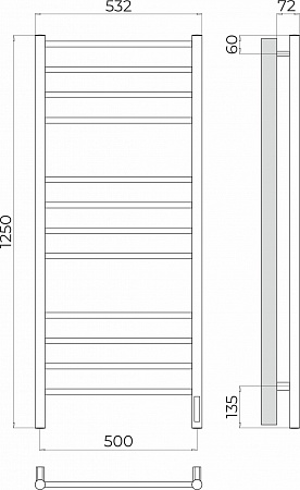 Аврора П12 500х1250 Электро (quick touch) Полотенцесушитель TERMINUS Тюмень - фото 3