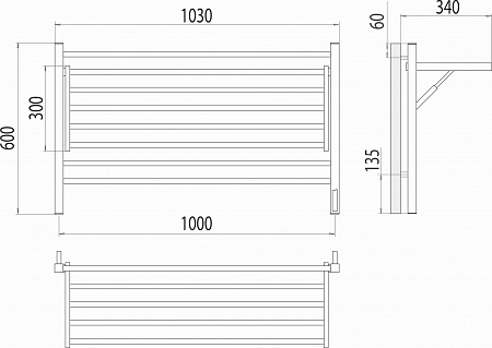 Горизонт П8 1000х600 электро КС ЧЕРНЫЙ МУАР (sensor quick touch) Полотенцесушитель TERMINUS Тюмень - фото 5